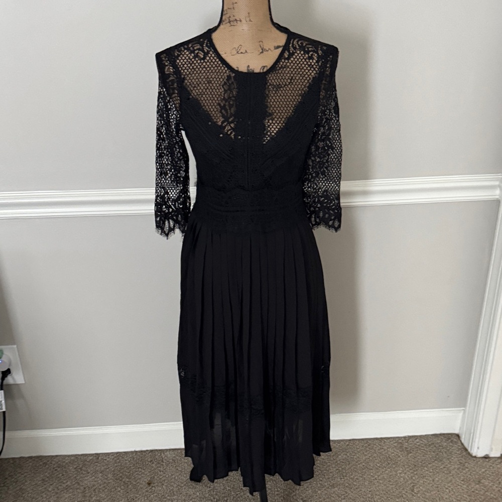 Zara Black Lace Long Sleeve Dress